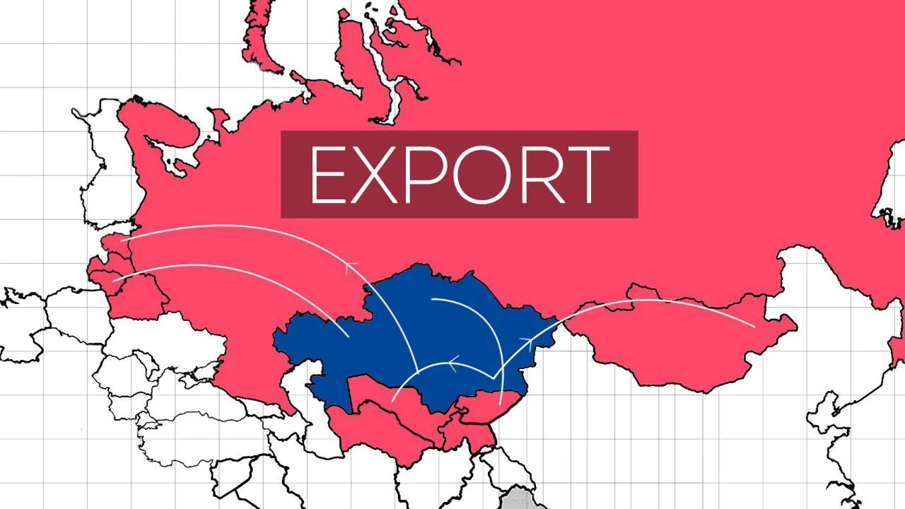 Маршрут перевозок на экспорт их Казахстана