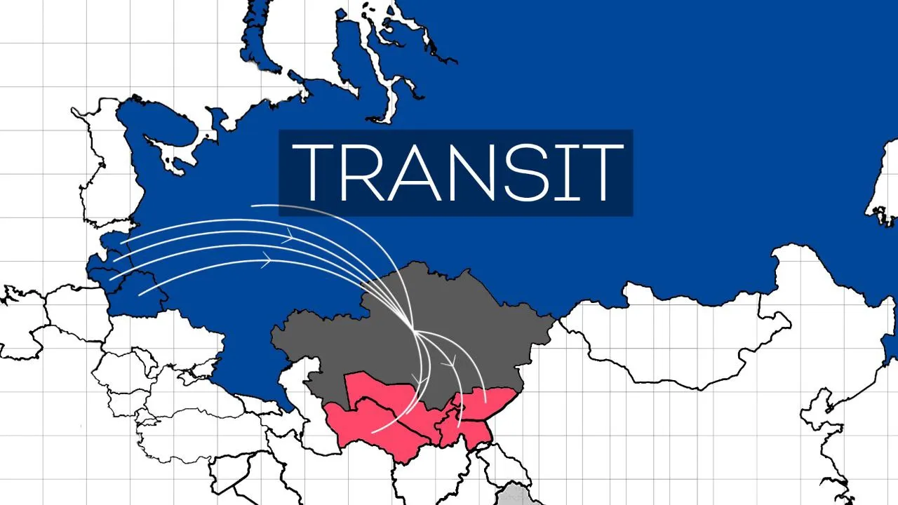 Маршрут перевозок транзитом через Казахстан